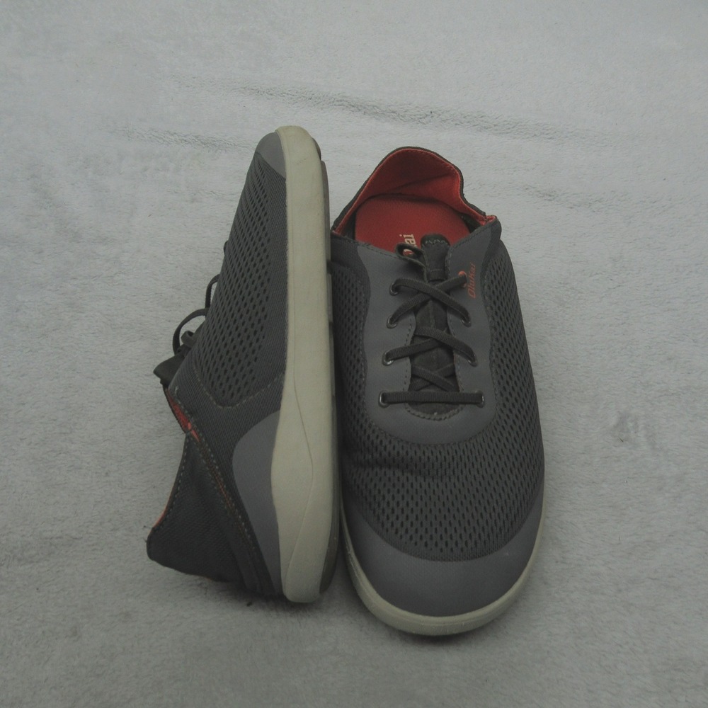 OluKai Mens 11‎ Moku Pae Boat Shoe Grey Mesh Low Top Casual Lightweight Sneakers